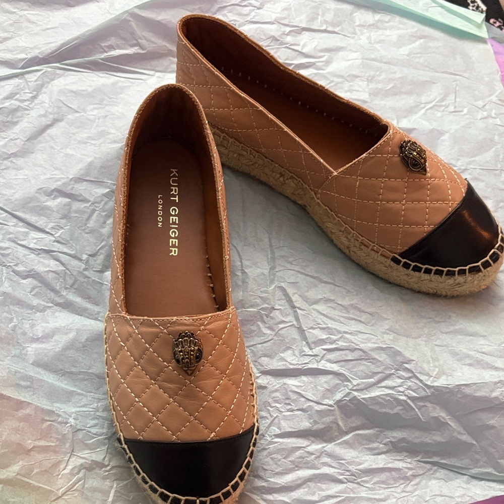 Kurt Geiger Quilted Beige and Black Espadrilles